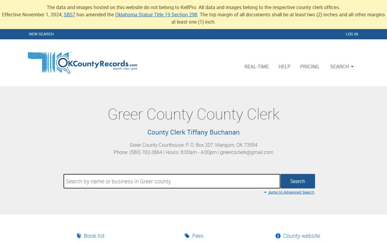 Greer County DUI records Greer County Land Records